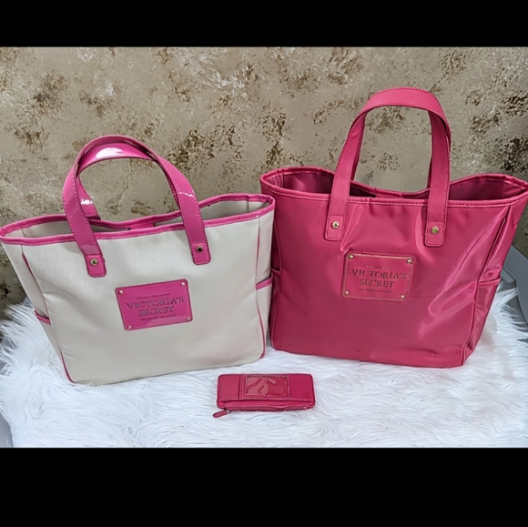 Victoria Secret Y2K Strong Canvas Tote Bags Set of 2✌NWOT 15"W×12.5"H×4" - Picture 2 of 14